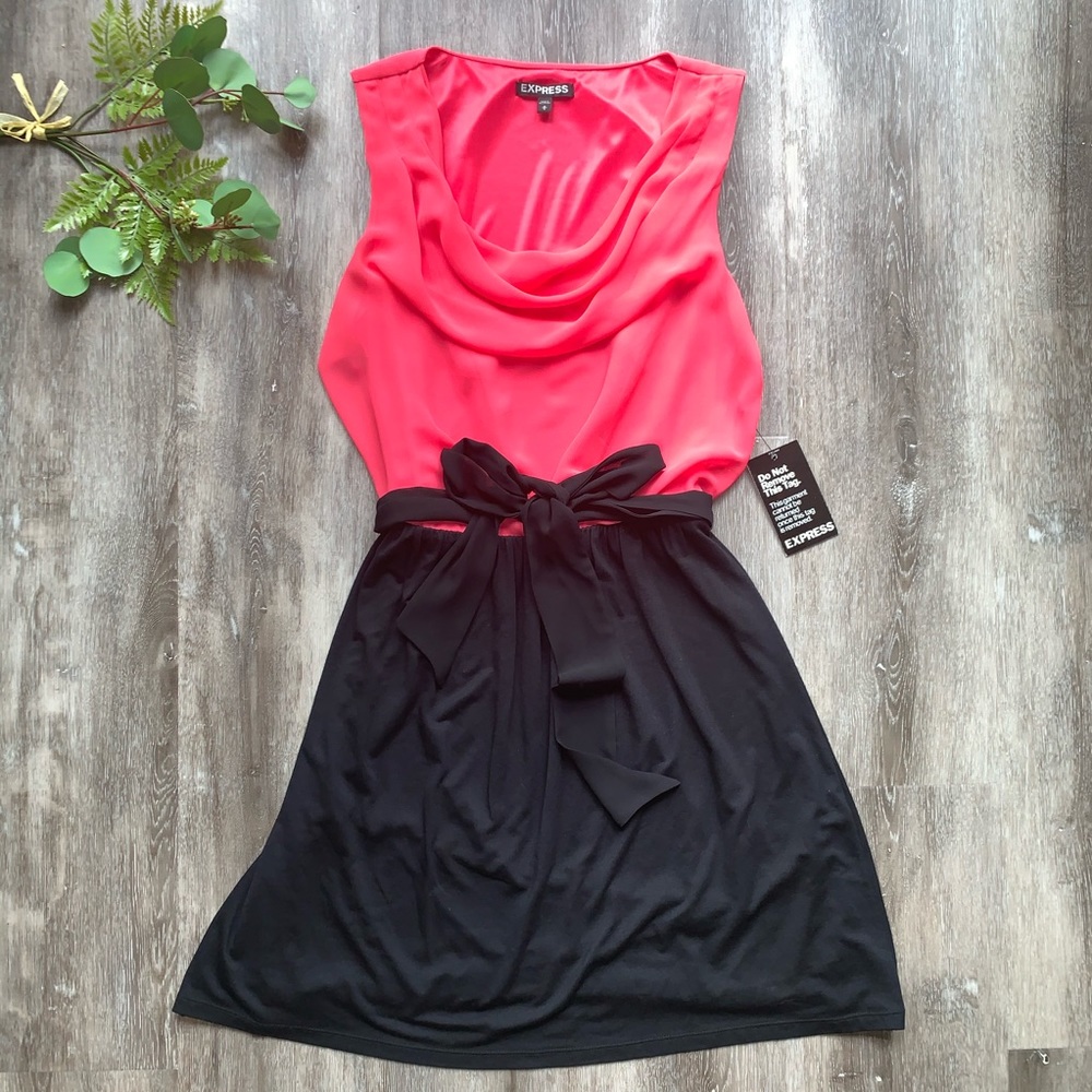 NWT Express Cowl-Neck Sleeveless A-line Dress